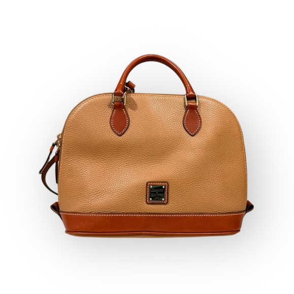 Dooney & Bourke Handbags - Dooney & Bourke Pebble Leather Zip Zip Satchel Caramel Brown​